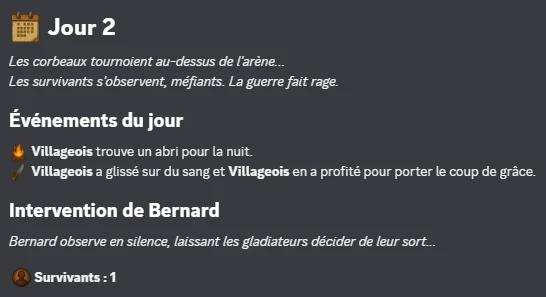 Jour 2 — Coups de grâce et survivants en déclin